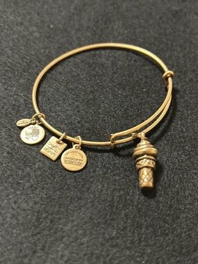 Alex and Ani Gold Ice Cream Cone Charm Expandable Bangle